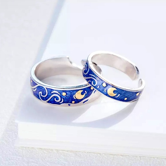 Urban Outfitters Jewelry - “Starry Night” Van Gogh Space Sky Duo Pair Ringset